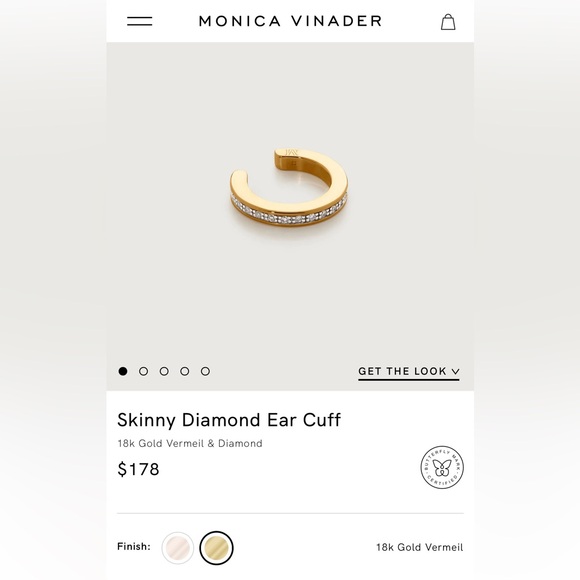 Monica Vinader Skinny Diamond Ear Cuff - Picture 4 of 7